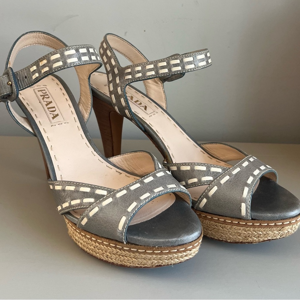 Prada Gray Women's Heeled Sandals